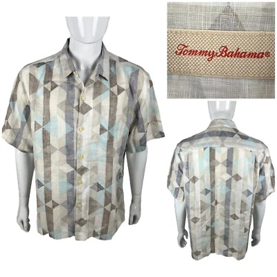 Tommy Bahama Mens XL Shirt 100% Linen Short Sleeve Geometric Reverse Print EUC - Image 1 of 4