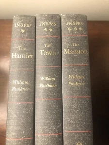 Vtg William Faulkner Snopes Trilogy Set 3 Hardcover Books Hamlet Town Mansion HC - Picture 1 of 12