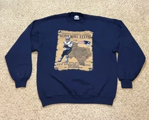 Felpa girocollo Tom Brady New England Patriots Super Bowl vintage taglia large - Foto 1 di 6