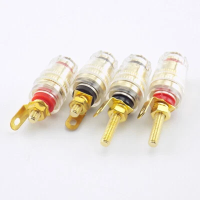 Speaker Terminal Binding Post Amplifier Connector 4mm Banana Plug Gold Plated - Image 1 of 4