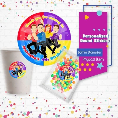 PRINTED THE WIGGLES Personalised Round Circle Thank You Stickers (60mm) Party - image 1 of 3
