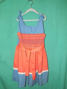 Exc! Vtg 60s POLLY FLINDERS DRESS, HAND SMOCKED, EMBROIDERY, LACE, GIRL'S Sz 8 - Picture 1 of 11
