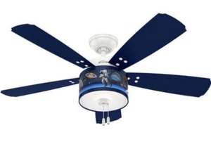 White Blue 48" Space Science Planets Boys Room Ceiling Fan Dimmable LED Light - Picture 1 of 10