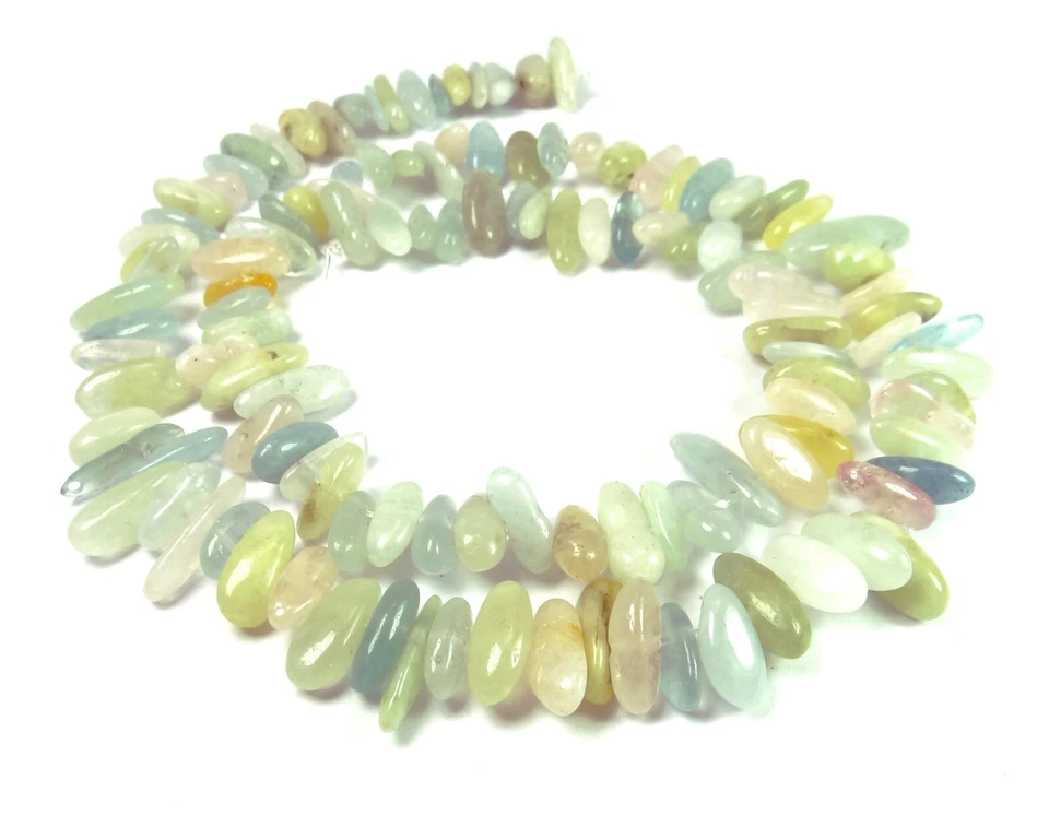 😏 Beryll Morganit & Aquamarin lange Splitter-Nuggets Perlen Strang f. Kette  😉 - Bild 1 von 1