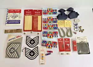 Vintage Lot of USAF Military Ribbon Racks Pins Neck Ties Badges and Accessories - Picture 1 of 9