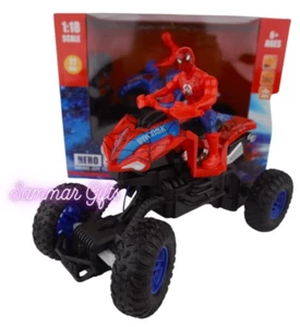 Spiderman Quad Motorbike Rechargeable Radio Remote Control Car Sound 1/18 - Picture 1 of 10