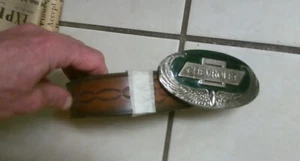 Chevrolet Black & Silver Enamel Buckle With Leather Belt - Picture 1 of 2