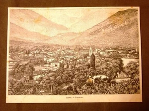 Incisione del 1891 Rarissimo panorama di Aosta - Valle d'Aosta - Imagen 1 de 1
