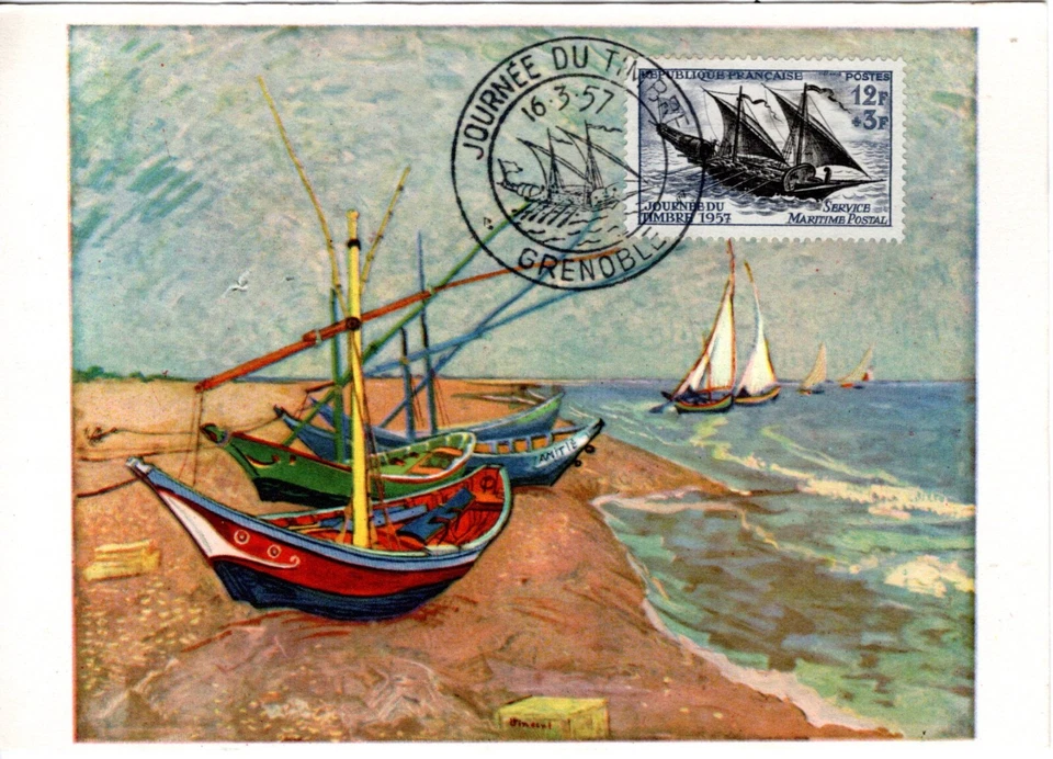 1093+ FDC  CARTE 1er JOUR    JOURNEE DU  TIMBRE 1957  GRENOBLE - Photo 1/1