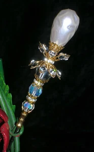 CattWalk Original ~ Vintage Pearl Stacked Aurora Borealis Hatpin - Picture 1 of 11
