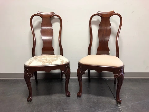 Solid Mahogany Queen Anne Dining Side Chairs - Pair C Cover