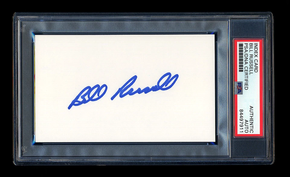 BILL RUSSELL SIGNED MINT INDEX CARD PSA/DNA AUTOGRAPED LA DODGERS 1981 WSC - Image 1 of 1