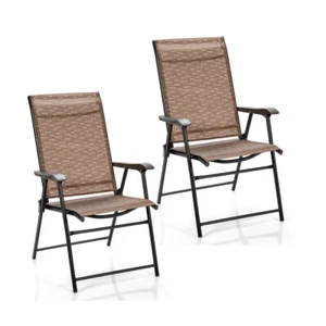 Patiojoy 2PCS Outdoor Patio Folding Chair Camping Portable Lawn Garden W/Armrest - Picture 1 of 12