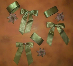 NEW in Pkg Lot of 3 Costume Acc. BowClip Hair Accessory Flower Pin & Ribbon Sash - Picture 1 of 1