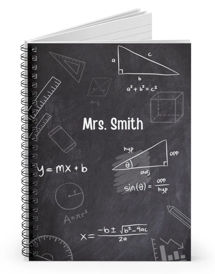Custom Math Notebook, Math Notes Rule Lined Spiral Book, Cute Math Teacher Gift - Image 1 of 4