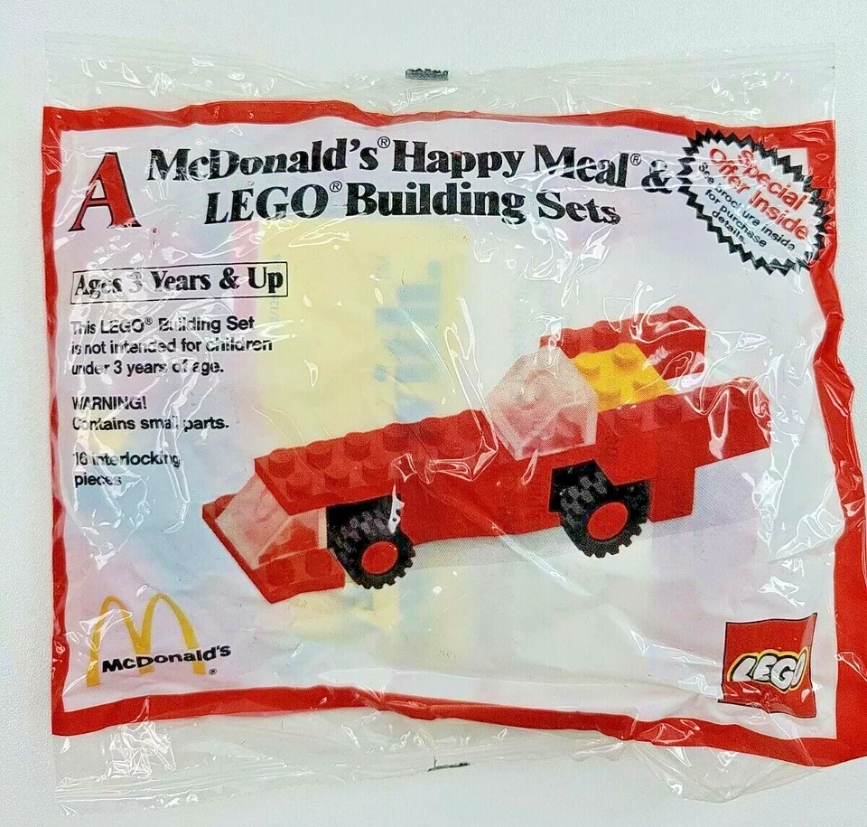 De colección 1986 McDonalds Happy Meal LEGO Juegos de Construcción Coche de Carreras Nuevo Stock Muerto Foto 1 de 4
