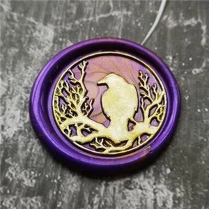 Crow Bird Sealing Wax Stamp - Violet Color Wood Scrapbooking Seal Stamp 1pc - Picture 1 of 15