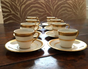 RARE "8" ANTIQUE LENOX GOLD ENCRUSTED DEMITASSE CUP &SAUCERS MINT J. MC D & S CO - Picture 1 of 14