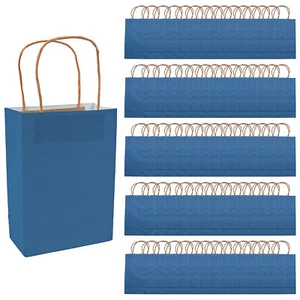 6 1/2" x 9" Bulk 60 Pc. Medium Blue Kraft Paper Gift Bags - Picture 1 of 2