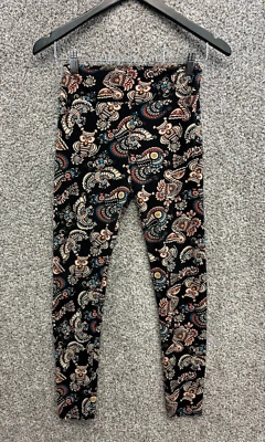 Lularoe One Size Leggings Black Paisley Pull On Legging Stretch - Image 1 of 4