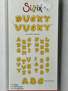 Juego de letras y números en mayúsculas Sizzix Ducky Wucky Embosslits - Imagen 1 de 10