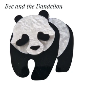 Panda Black and White Bear 2D Modern Layered Acrylic Brooch - Picture 1 of 6