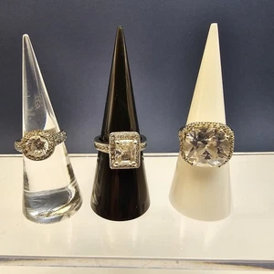 Premier Designs Fashion Costume Set of 3 Silver Plated Rings Sizes 6 & 7 - Picture 1 of 24