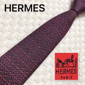Corbata HERMES Chaine d'Ancre H patrón malla patrón 100% seda - Imagen 1 de 10
