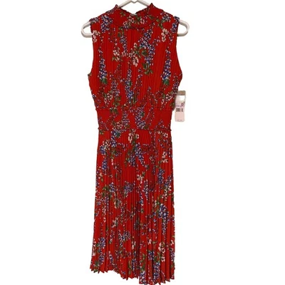 $148 Vestido Nanette Lepore Nuevo con Etiquetas Rojo Estampado Floral Fluido Talla 6 NUEVO COUNTRY GLAM Foto 1 de 4