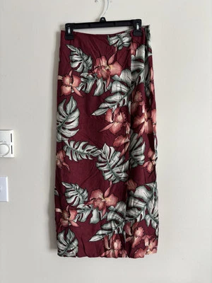 DE COLECCIÓN Tommy Bahama Imitación Envoltura SEDA Falda Mediana 8 Hawaiana Tropical Boho Roja Foto 1 de 4