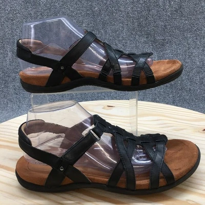 Cobb Hill Sandals Womens 10 N Ruby Strappy Slingback Flats CI7777 Black Leather - Image 1 of 4