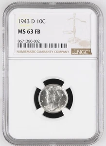 1943 D Mercury Dime NGC MS-63 FB -002 - Picture 1 of 2