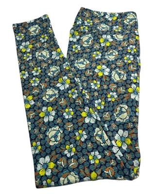 LuLaRoe Leggings TC Alto Curvilíneo Floral TURQUESA Retro Col Punto ROSA Informal Foto 1 de 4