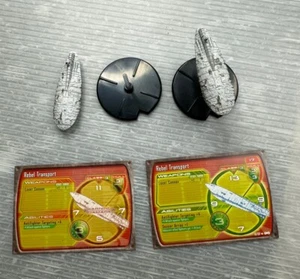 STAR WARS Miniatures Starship Battles LOT/2 REBEL TRANSPORT 10/60 w/ cards - Picture 1 of 15
