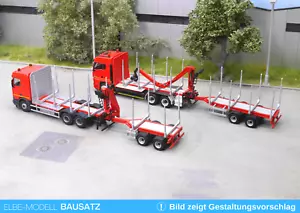 1:87 EM198 Bausatz für Kurzholz Tandem Anhänger + Motorwagen Aufbau - Bild 1 von 5