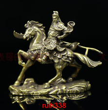 Asia Old China Hand carving bronze solid Riding a horse statue