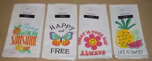 (4 Set) Mainstays Kitchen Towel Happy Good Mood Summer - 15" x 25" 100% Cotton - Picture 1 of 4