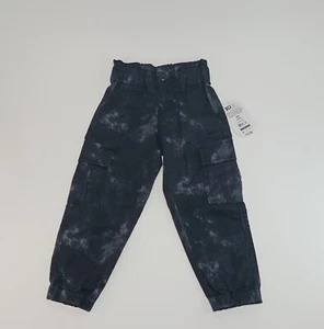 Girls Paperbag Waist Cargo Jogger Size XS (4-5) Black Tye Dye - Picture 1 of 2