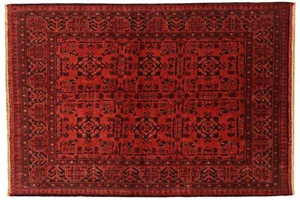 Tappeto Afghan Khal Mohammadi 100x150 annodato a mano marrone geometrico orientale k - Foto 1 di 4