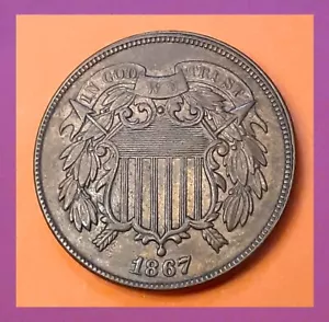 1867 AU+ (Full Motto) Two Cent Coin ( Includes Video) - Picture 1 of 6
