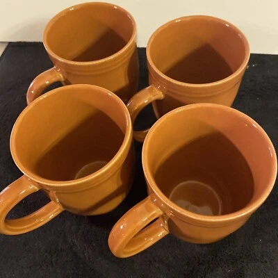 RACHEL RAY CUPS/ MUGS SET OF  4 CUCINA PUMPKIN ORANGE H016Y VERY GOOD - Image 1 of 3