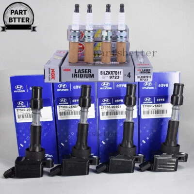 4X OEM UF816 Ignition Coil + NGK Spark Plug for 17-22 Kia Hyundai Elantra Sonata - Image 1 of 4