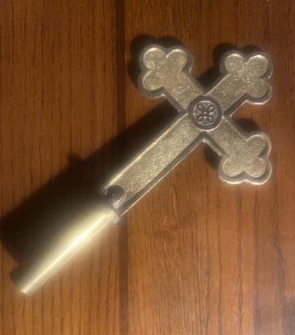 Vintage Detailed Brass Christian Cross Flag Topper / Flag Finial 8.25” X 4.50” Cover
