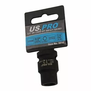 US PRO Tools 12 mm Enchufe de Impacto 1/2" Unidad 6 Puntos Único Hexagonal 3814 - Imagen 1 de 2