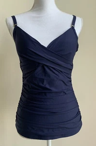 NWT Calvin Klein Womens Sz M Standard Twist Tankini Swim Top Tummy Control Navy - Picture 1 of 14