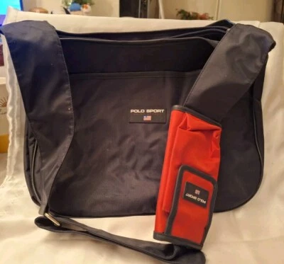 Bolsa carteiro de mão vintage anos 90 polo esporte Ralph Lauren preta vermelha bolsa de telefone Y2K - Imagem 1 de 4