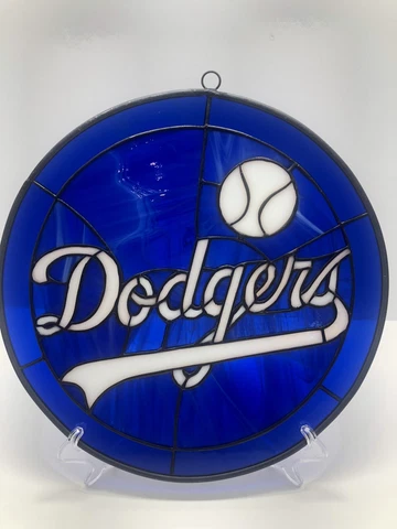 Los Angeles Dodgers Stained Glass window hanging 12x12 Inches Cover