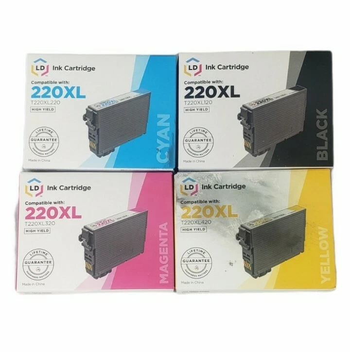 LD Remanufactured Epson 220xl Black Yellow and Magenta Ink Cartridges T220xl120