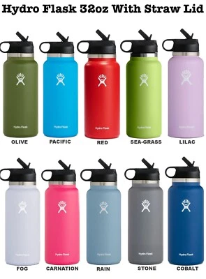 NEW Hydro Flask 32oz Wide Mouth Vacuum Insulated Coffee Cup Travel Mug W/ Straw