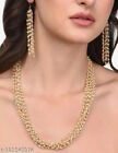 Jabells Kundan Pearl Necklace Beaded Earrings Jewelery Set